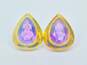 14K Gold Faceted Amethyst Teardrop Drop Post Earrings 3.6g image number 4