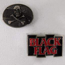 Assorted Belt Buckles Black Flag Punk Rock Skull & Crossbones Playing Cards Aces alternative image