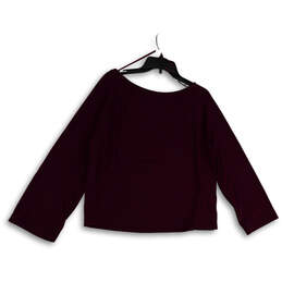 Womens Purple Round Neck Long Sleeve Side Slit Blouse Top Size Medium alternative image