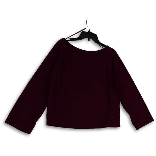 Womens Purple Round Neck Long Sleeve Side Slit Blouse Top Size Medium image number 2
