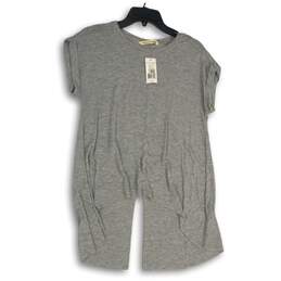 NWT Hippie Laundry Womens Gray Short Sleeve Slit Back Pullover T-Shirt Size S