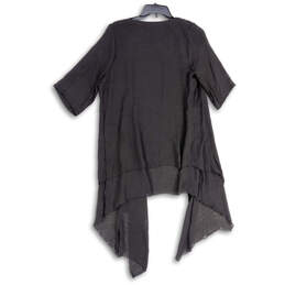 NWT Womens Black Short Sleeve Asymmetric Hem Open Front Cardigan Size 10 alternative image