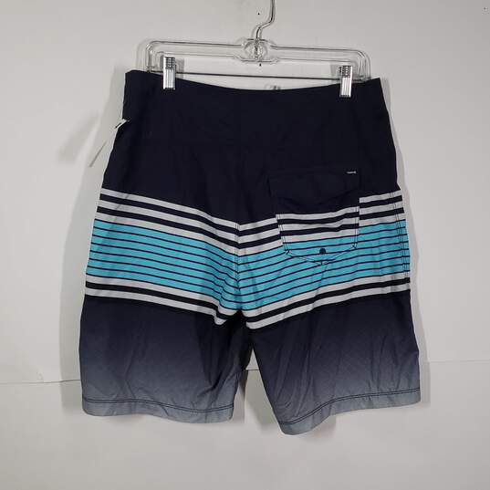 Mens Striped Regular Fit Drawstring Waist Flat Front Swim Shorts Size 32 image number 2