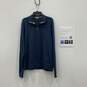 Authentic Mens Blue Burberry Brit Quarter Zip Pullover Sweater Size L With COA image number 1