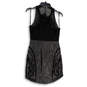 NWT Womens Black Sleeveless Front Zip Embroidered Shift Dress Size S image number 1