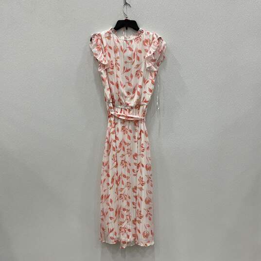 NWT Anne Klein Womens Pink White Floral Tie Waist A-Line Dress Size 0X image number 2