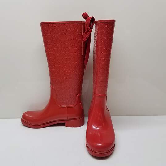 Women's COACH Signature Rain Boots Red Size 7 FG1876 image number 2