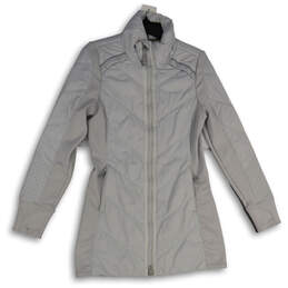 Womens Gray Long Sleeve Mock Neck Full-Zip Jacket Size Small