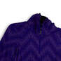 Womens Purple Chevron Long Sleeve 1/4 Zip Collared Fleece Jacket Size Small image number 3