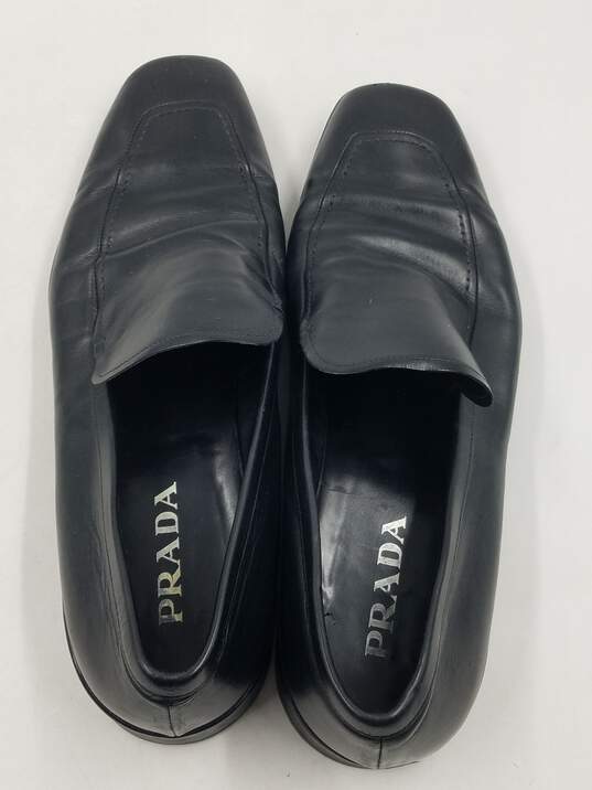 Authentic Prada Black Leather Loafers M 10.5 image number 6