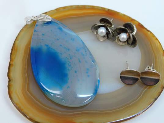 925 Sterling Silver Agate & Pearl Jewelry image number 1