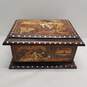 Marquetry inlay  Wood Box Indian Motif  Vintage Decorative Box image number 5