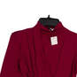 NWT Womens Purple Mock Neck Long Sleeve Cropped Blouse Top Size Small image number 3