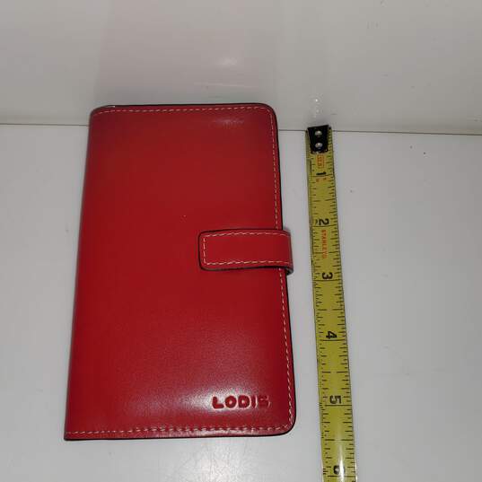 Women's Lodis Red Leather Wallet Wristlet w/o Strap image number 1