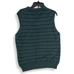J. Crew Mens Green Striped V-Neck Sleeveless Pullover Sweater Vest Size Medium alternative image