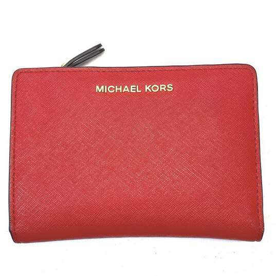 Michael Kors Jet Set Saffiano Leather Zip Wallet Red image number 1
