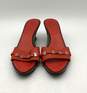 Salvatore Ferragamo Women's Orange Leather Heel Slides Size 8.5 image number 4