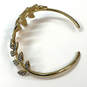 Designer Stella & Dot Gold-Tone Vine Rhinestone Leaf Shiny Cuff Bracelet image number 3