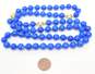 Vintage 14K Yellow Ridged Gold Lapis Bead Hand Knotted Endless Necklace 103.1g image number 5