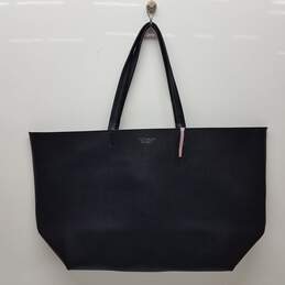 Victoria Secret Tote Bag Black Faux Leather Overnight Travel Large