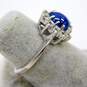10K White Gold Star Sapphire CZ Halo Ring 3.0g image number 4