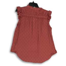 Maeve Womens Pink Ruffle Semi Sheer V-Neck Sleeveless Blouse Top Size Small alternative image