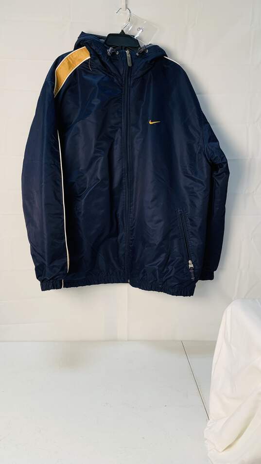 Men's Dark Blue and Yellow Nike Jacket Size: X-Large image number 1