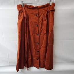 Sezane Orange Button Up Tie Waist Skirt Size 40