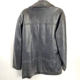 Danier Men Black Leather Trench Coat Sz 40 alternative image