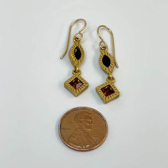 Designer Patricia Locke Gold-Tone Geometric Stones Dangle Drop Earrings image number 4