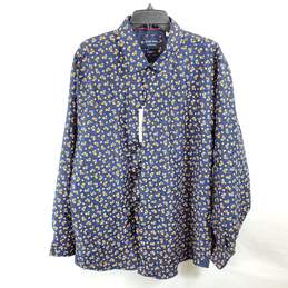 Silver Stone Navy Blue Leaf Button Up Shirt XXL NWT