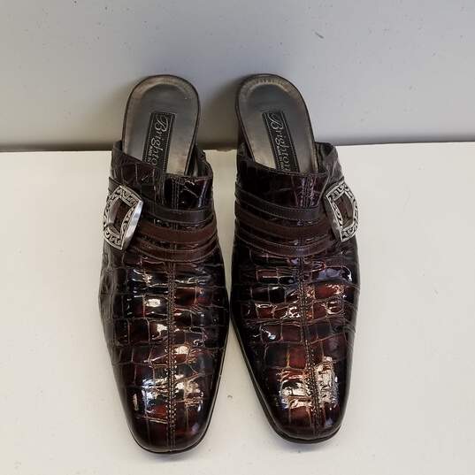 Brighton Tudor Croc Embossed Patent Leather Mule Heels Shoes Size 7 B image number 6