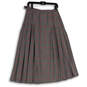 Womens Red Blue Plaid Pleated Side Button Midi A-Line Skirt Size 10 image number 1