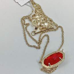 Designer Kendra Scott Gold-Tone Sunstone Bezel Red Stone Pendant Necklace alternative image