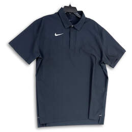 Mens Black Dri-Fit Spread Collar Short Sleeve Side Slit Polo Shirt Size XL