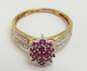 10K Yellow Gold Diamond Accent Ruby Cluster Ring 2.9g image number 4