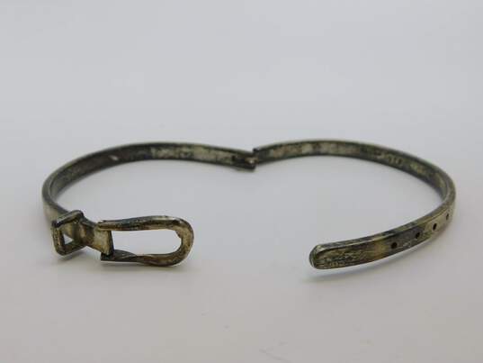 Taxco Mexico 925 Modernist Belt Buckle Hinged Bangle Bracelet 17.4g image number 3