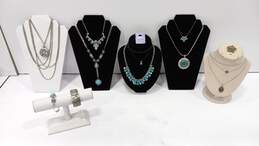 Bundle of Assorted Turquoise Stone & Silver Tone Fashion Costume Jewelry