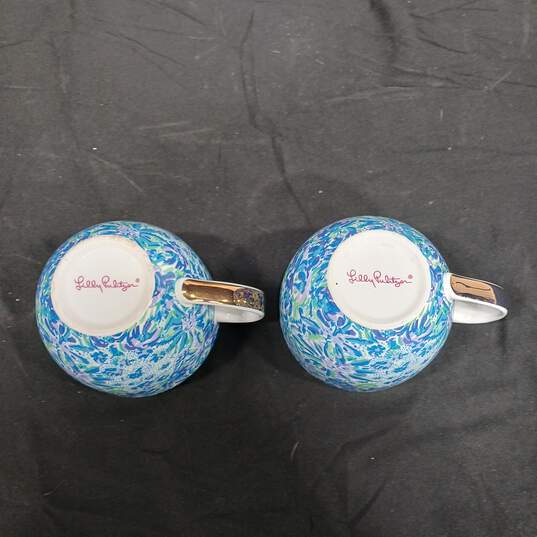 Pair of Lilly Pulitzer Blue Floral Lion Cups image number 5