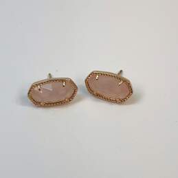 Designer Kendra Scott Gold-Tone Faceted Rose Quartz Stone Stud Earrings alternative image