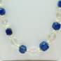 Vintage Sterling 925 Faceted Blue & Clear Quartz & White Faux Pearls Beaded Graduated Statement Necklace 126.2g image number 2