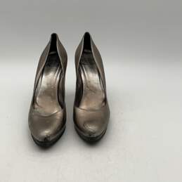 Authentic Gucci Womens Silver Leather Stiletto Pump Heels Size 9.5B/COA