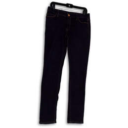Womens Blue Dark Wash Stretch Pockets Denim Straight Leg Jeans Size 29