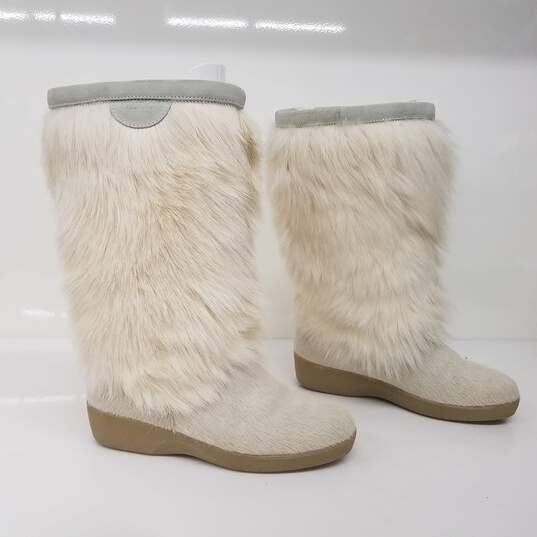 Tecnica White Pony Hair Fur Winter Boots Women's Size 7 image number 3