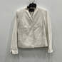 Womens White Textured Long Sleeve V-Neck Front Pockets Jacket Size 8 image number 1
