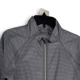 Womens Gray Striped Mock Neck Long Sleeve Full-Zip Jacket Size Medium alternative image