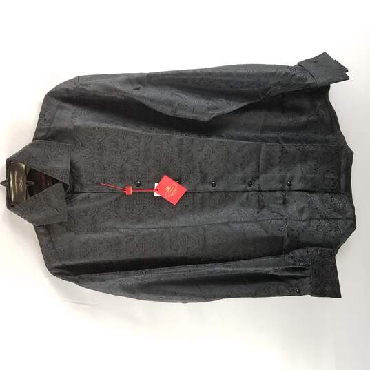 Leonardi Men Black Button Up Shirt M NWT image number 1