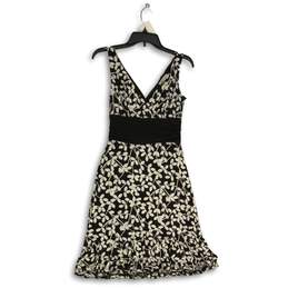 White House Black Market Womens Black White Floral Fit & Flare Dress Size XS