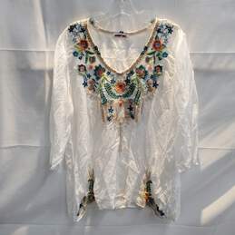 Johnny Was Embroidered Pullover Top Size L