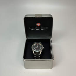 IOB Designer Swiss Army Victorinox Silver-Tone Round Dial Analog Wristwatch